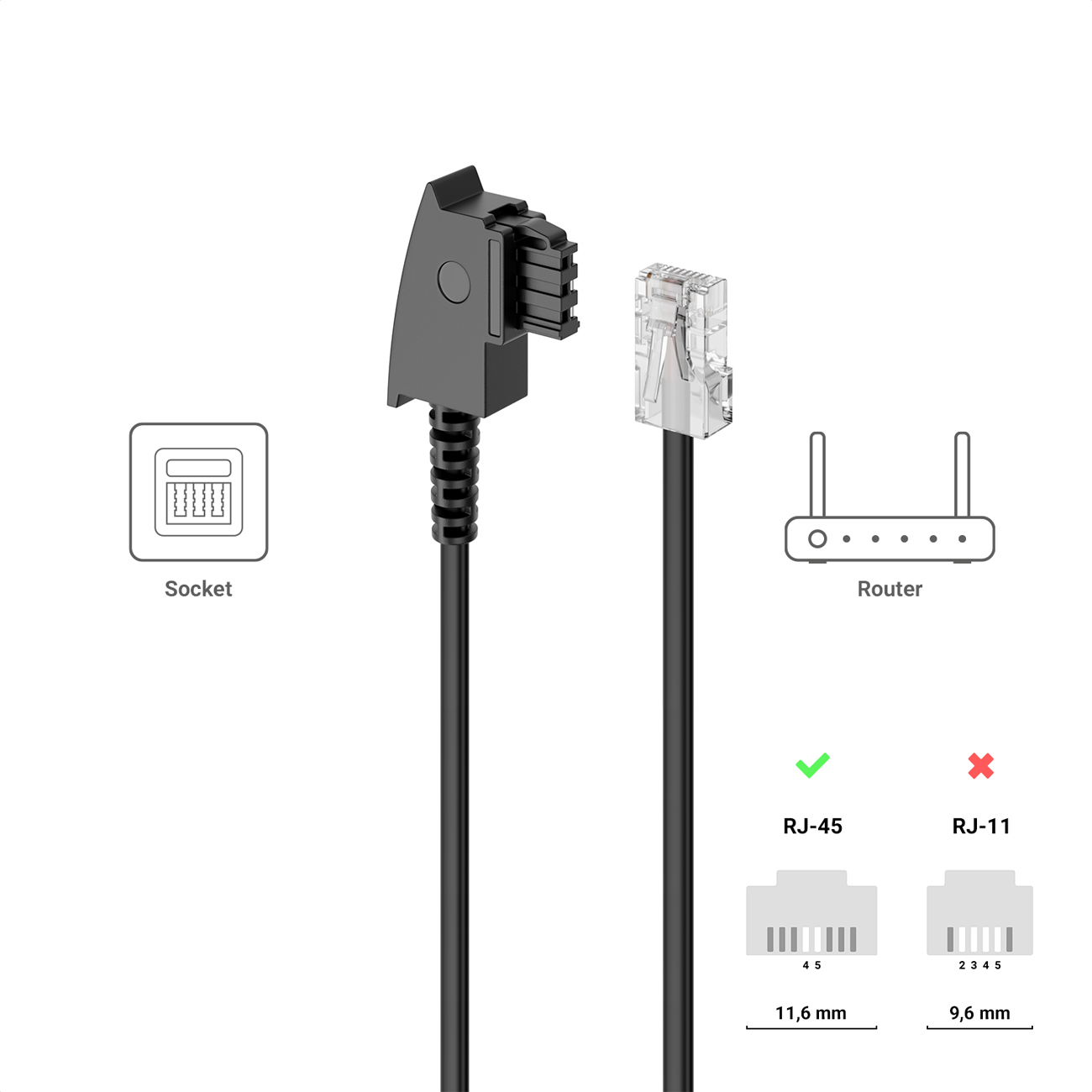 10m Router Kabel Telefon Kabel Tae F Stecker Auf Rj45 Stecker Dsl Vdsl Kabel Ebay